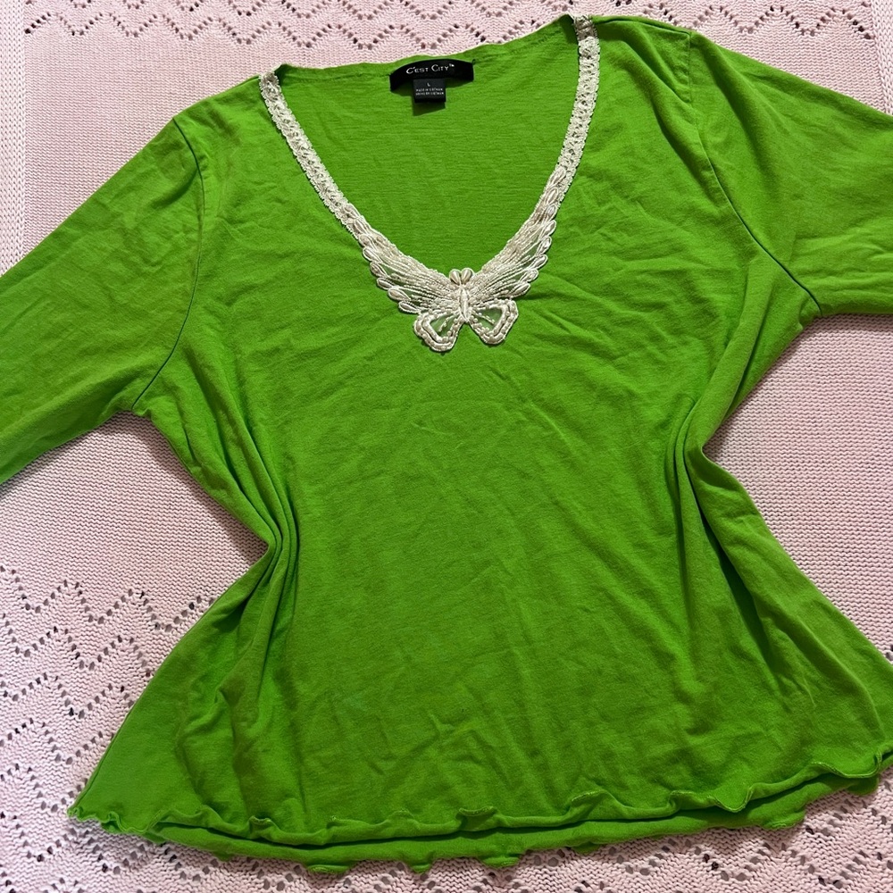 Y2K Beaded Butterfly Long Sleeve